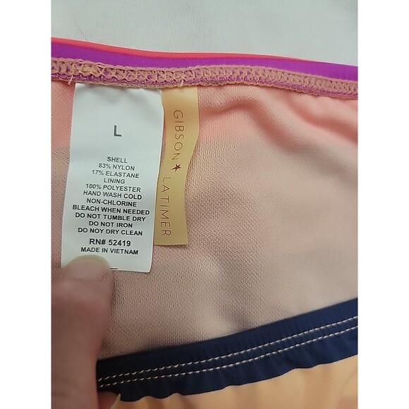 Gibson Latimer Teal Black Red Pink  Swimsuit BOTTOMS Size Large Adjustable Ties - Picture 4 of 6